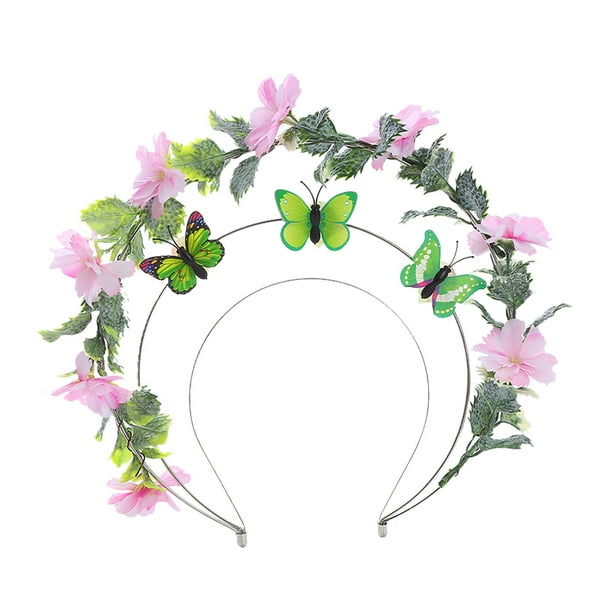 KAKOWELY Diadema en capas con corona de flores, tocado de carnaval, diadema de mariposa para novia