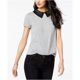 thumbnail image 2 of maison Jules Camiseta básica con cuello de encaje para mujer, gris, extragrande maison Jules Camiseta básica, 2 of 2