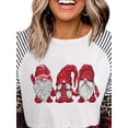 thumbnail image 3 of DYMADE Women Christmas Crew Neck Printed Plaid Sleeve T-shirt Top, 3 of 3