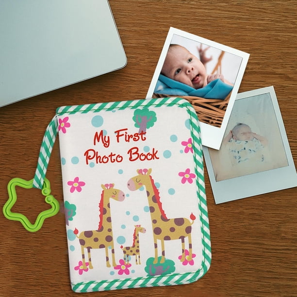 Álbum de fotos de tela para bebés, libro de fotos, álbum de fotos pequeño para recién nacidos, niños y niñas, regalos para niños y niñas Verde