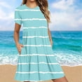 thumbnail image 2 of Erwazi Summer Casual Dresses for Women Swing Short Sleeve T Shirt Dresses Tiered Flowy Beach Mini Dress with Pockets, 2 of 6