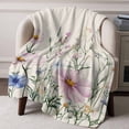 thumbnail image 3 of Throw Blanket for Couch Wildflowers Soft Fleece Flannel Blankets Cozy Lightweight Blanket for Home Sofa Living Room Pink Blue Flower Bed Throws 40" x 60", 3 of 9