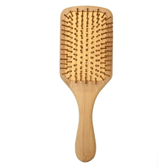 Wood Paddle Hair Brush -Wood Bristles Detangling Hairbrush for Massaging Scalp