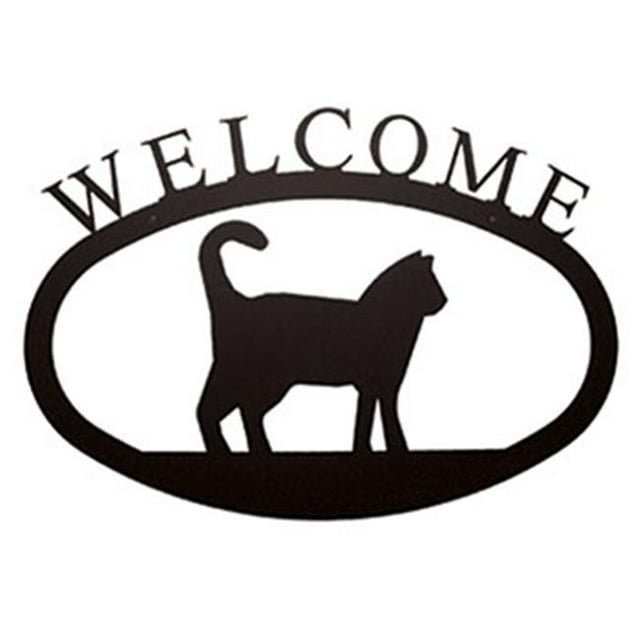 Village Wrought Iron WEL-6-S Small Welcome Sign-Plaque - Cat