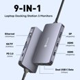 thumbnail image 2 of Adaptador de doble monitor Reborn para estación de acoplamiento, hub USB-C 9 en 1, 2 of 7