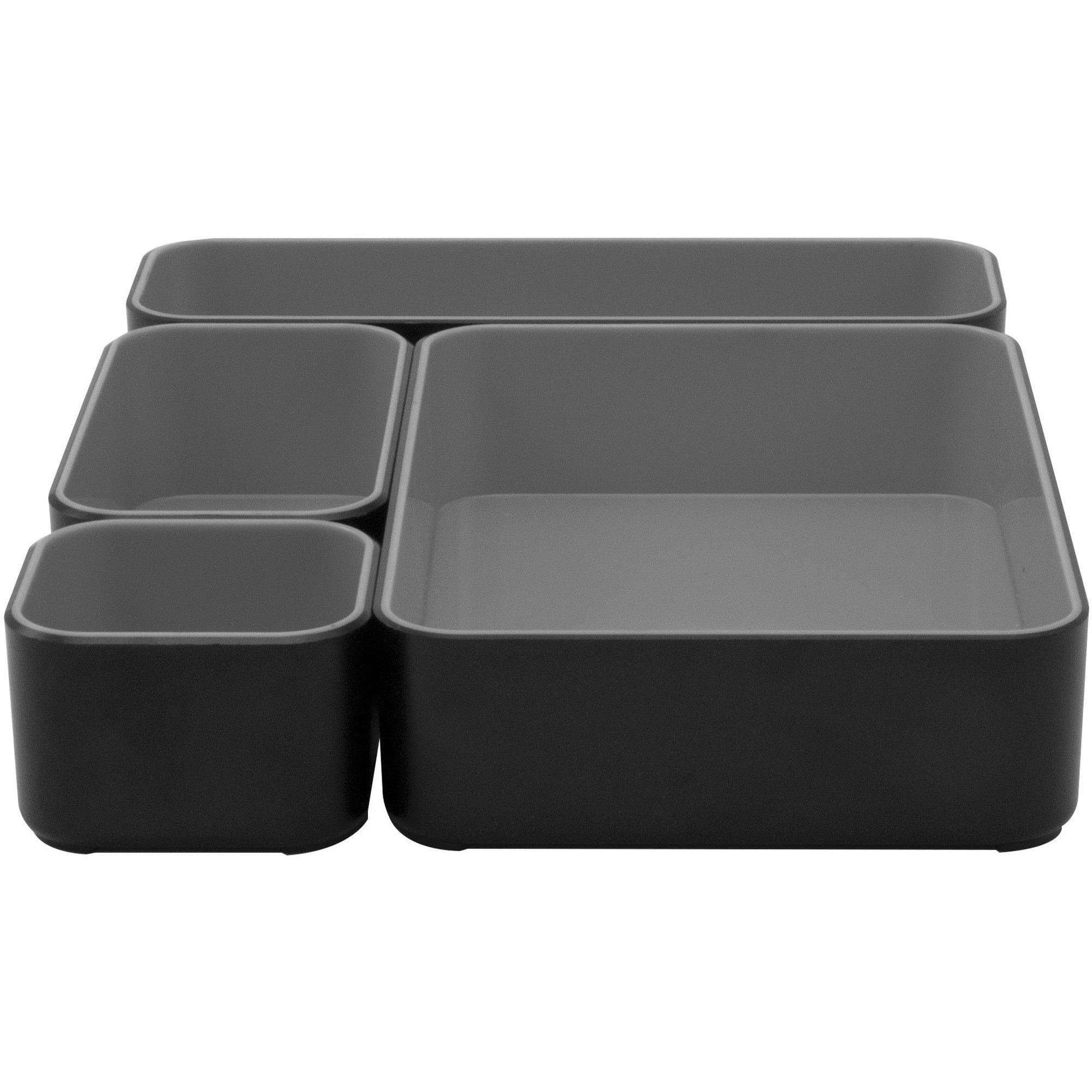 Advantus Fusion Stackable Desktop Storage Bins, Black Exterior, Gray