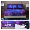 thumbnail image 6 of OKKEEY Queen Galaxy Bed in a Bag for Boys & Girls, 6 Pcs Outer Space Theme Teens Bedding Sets, Reversible Soft Microfiber Comforter Sets Kids Room Decor (Blue-purple), 6 of 10