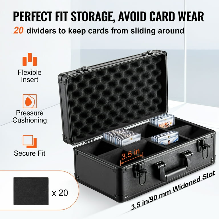 KFFKFF Graded Card Organizer Box, Key-Locked, 4 Compartments, Foam