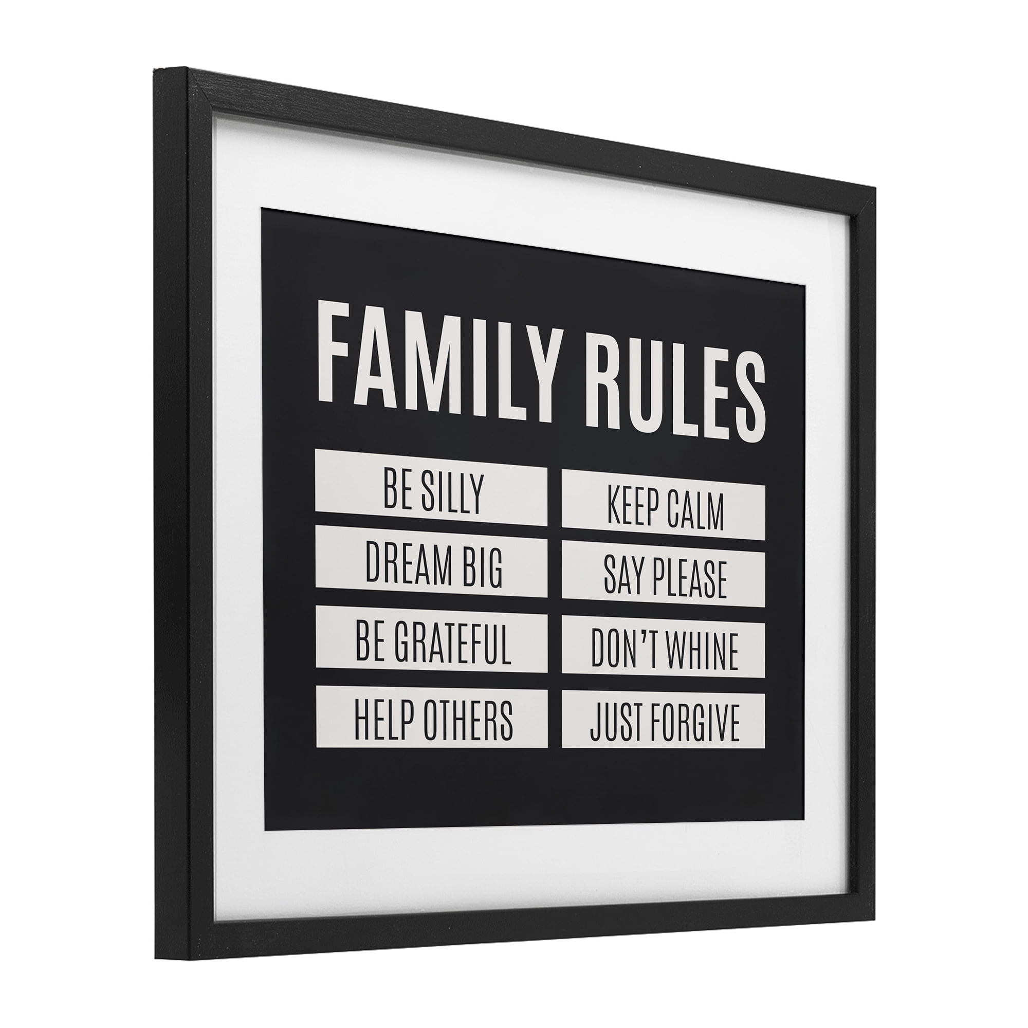 Stupell Industries Family Rules Simple Black Black Framed Print Under Glass, design by SD Graphics Studio