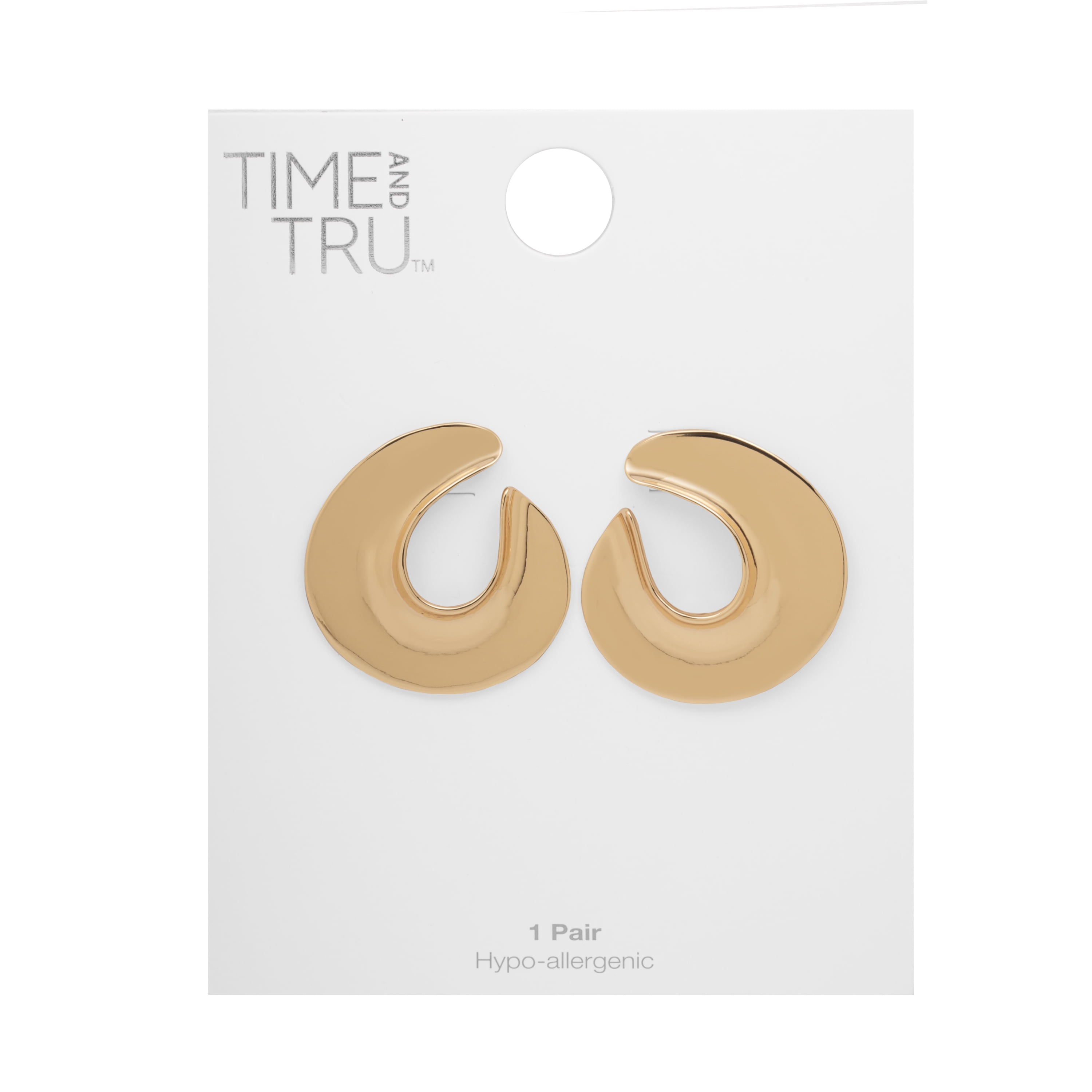 Time and Tru Women's Gold Tone Modern Open Hoop Earrings