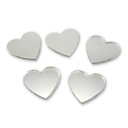 Acrylic Small Heart Mirrors 1.5 x 1.5 Inch 5 Pieces Heart Mirror Mosaic Tiles