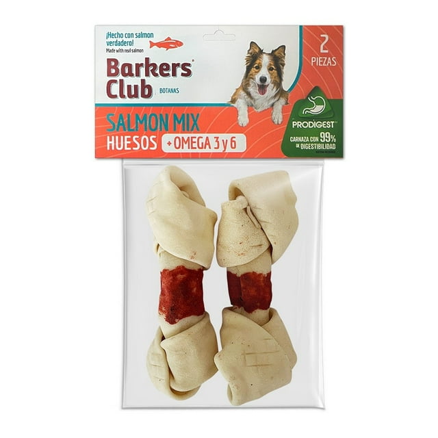 Botana Para Perro Barkes Club Hueso Carnaza Salmón 2 piezas