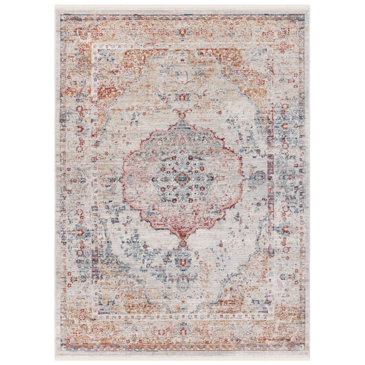 SAFAVIEH Kenitra Georgiana Distressed Polyester Area Rug, Grey/Light Blue, 5' x 8'