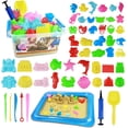 thumbnail image 3 of Kit de arena, juego de juguetes de caja de arena de 54 piezas para niños y niñas, arena beige mágica de 3 libras, herramientas de molde, bandeja inflable, caja de almacenamiento, divertido regalo de c, 3 of 4