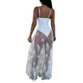 thumbnail image 2 of Femmes Robes Dentelle Sans Manches V Cou Mesh Voir à Travers Cover Ups Robe Décontractée Robes de Soirée, 2 of 4