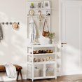 thumbnail image 2 of Hall Tree, Coat Rack Freestanding with Mesh Doors, Entryway Bench Coat Rack with Hooks & Storage Shelf for Entryway Bedroom and Mudroom, 2 of 8