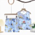 thumbnail image 2 of TOWED22 Toddler Baby Boy Outfits 2pcs Breathable Sleeveless Tank Tee + Colorful Graphic Pull-on Shorts Clothing Set(Sky Blue,3-4 Y), 2 of 4