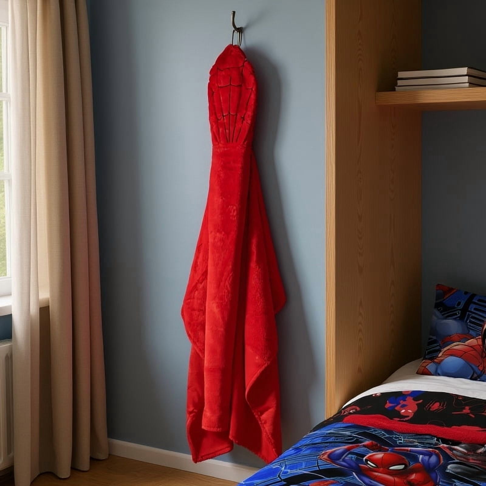 Spiderman Kids Hooded Silk Touch Throw Blanket, Polyester Faux Fur, Red, Marvel, 54" x 40"