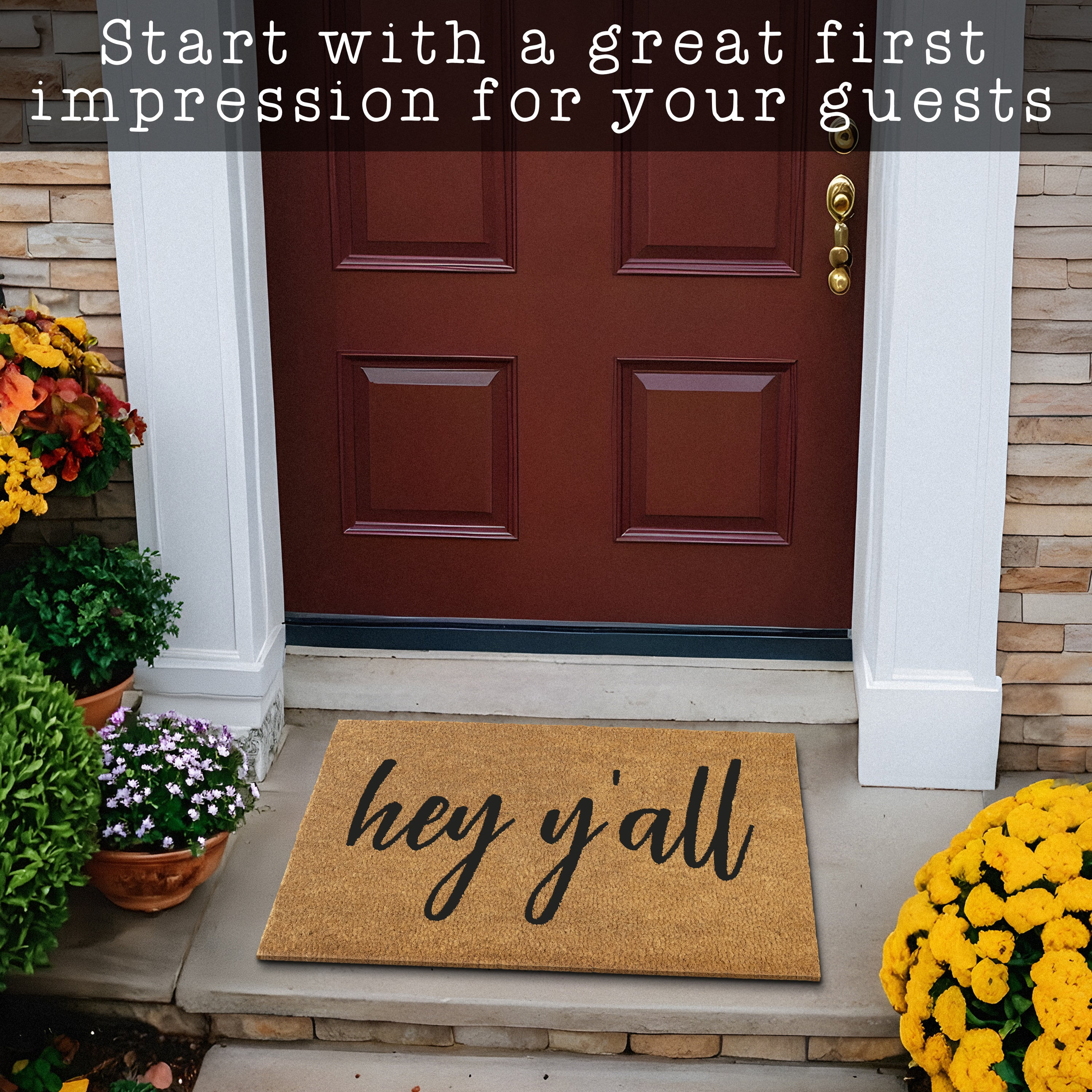 MAINEVENT Hey Yall Doormat 30x17 Inch Coir Door Mat Outdoor Welcome Mat for Outside