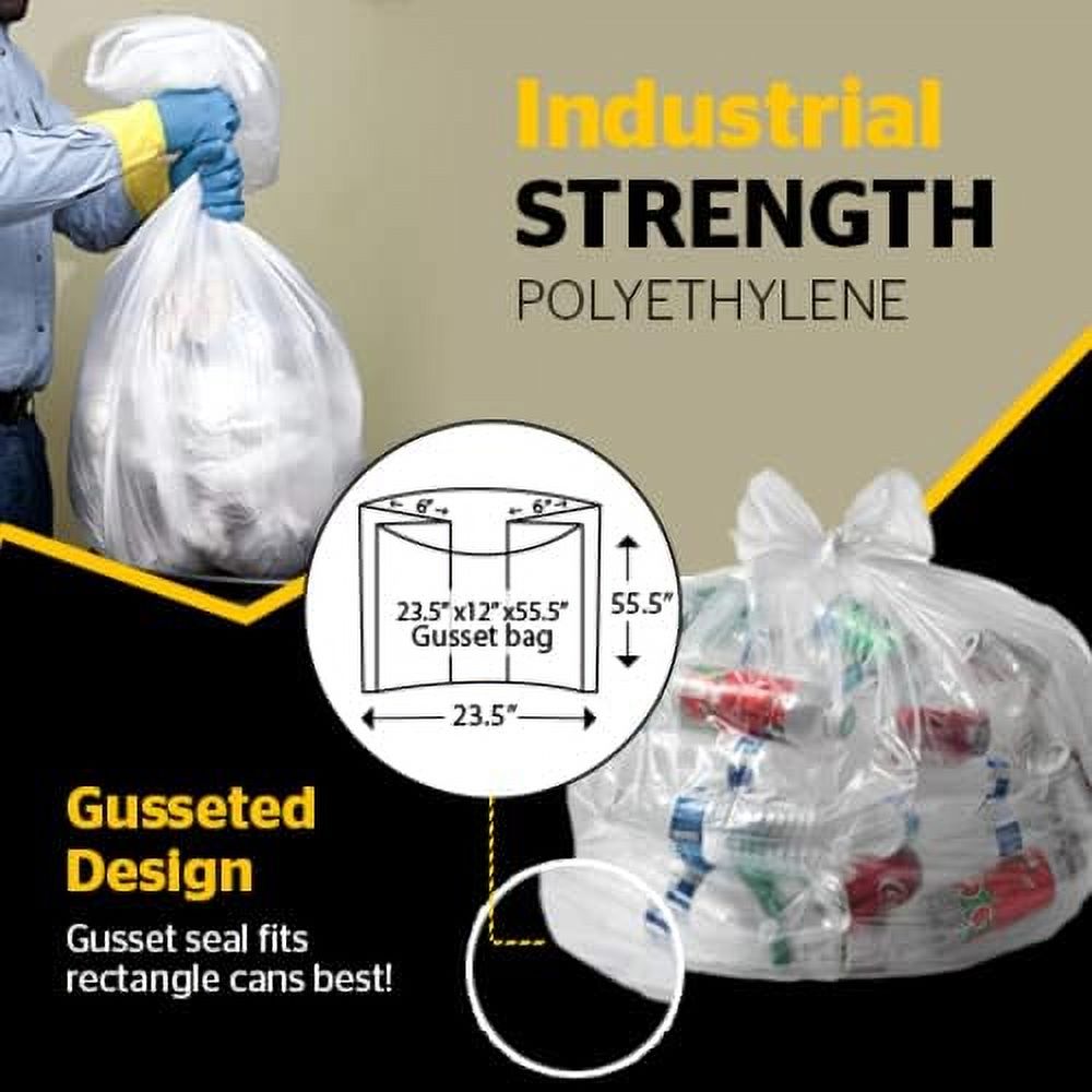 ALUF Plastics 55 Gallon Clear Trash Bags, 50 Count photo 4