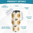 thumbnail image 4 of Stainless Steel Tumbler with Straw and Handle, Double Wall Insulated Tumblers, Cute Bear-face Sunflower, 4 of 9