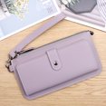 thumbnail image 5 of Cartera de mano con solapa RFID de cuero para mujer, organizador, morado, 5 of 5