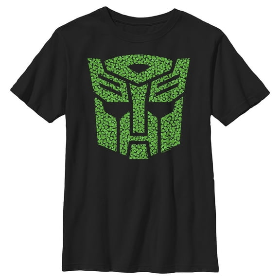 Boy's Transformers St. Patrick's Day Cloverfield Autobot Logo Graphic Tee Black Medium