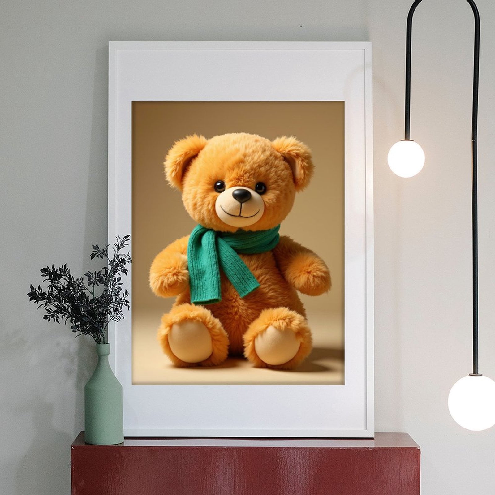Diamond Art Kit for Adults, Cuddly Teddy Bear Green Scarf Diamond Painting for Adults Beginners, 5D DIY Diamond Art Painting Kits, Colorful Diamond Painting Craft for Home Decor 12x16