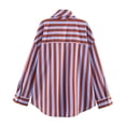 thumbnail image 5 of ClodeEU Women's Long Sleeve Tie V Neck Striped Shirt，Casual Loose Fit Button Down Blouse Multicolor,Women's Plus M, 5 of 7