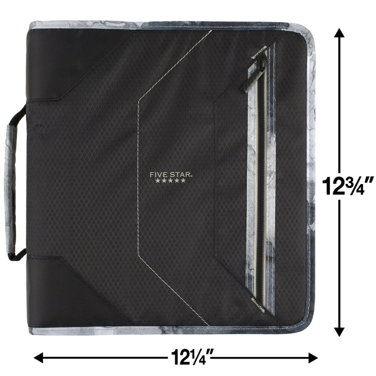 Five Star 2 Zipper Binder with File Folders- Black/Gray