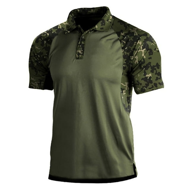 Bellella Men Athletic Blouse Buttons Lapel Neck Pullover Summer Tops Style-A L