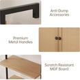 thumbnail image 4 of Ladder Bookshelf, 3 Tier Book Shelf with Rattan Cabinet, Wall Mount Bookshelves and Bookcases with Metal Frame, Anti Dump, Tall Bookcase for Living Room, Home Office, Bedroom, Natural, 4 of 7