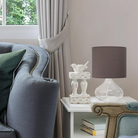 Simple Designs - Glass Raindrop Table Lamp with Fabric Shade - Clear/Gray