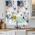 thumbnail image 6 of Vintage Blue Floral Swag Curtains for Kitchen/Bedroom/Living Room, Farmhouse Watercolor Flower Butterflies Scalloped Curtains 63 Inch Long, Window Swag Topper Curtains Valances 2 Panels Set 36"x63", 6 of 8