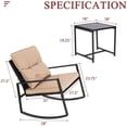 thumbnail image 4 of SUNCROWN 3-Piece Black Metal Outdoor Patio Rocking Bistro Set Brown, 4 of 4
