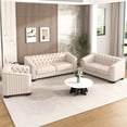 thumbnail image 2 of Luxury 3 Piece Living Room Sofa Set, 3-Seat Couch and Loveseat & Chair Furniture Set, Modern Velvet Comfy Cloud Couches Set with Button Tufted and Solid Wood Legs, Beige, 2 of 9