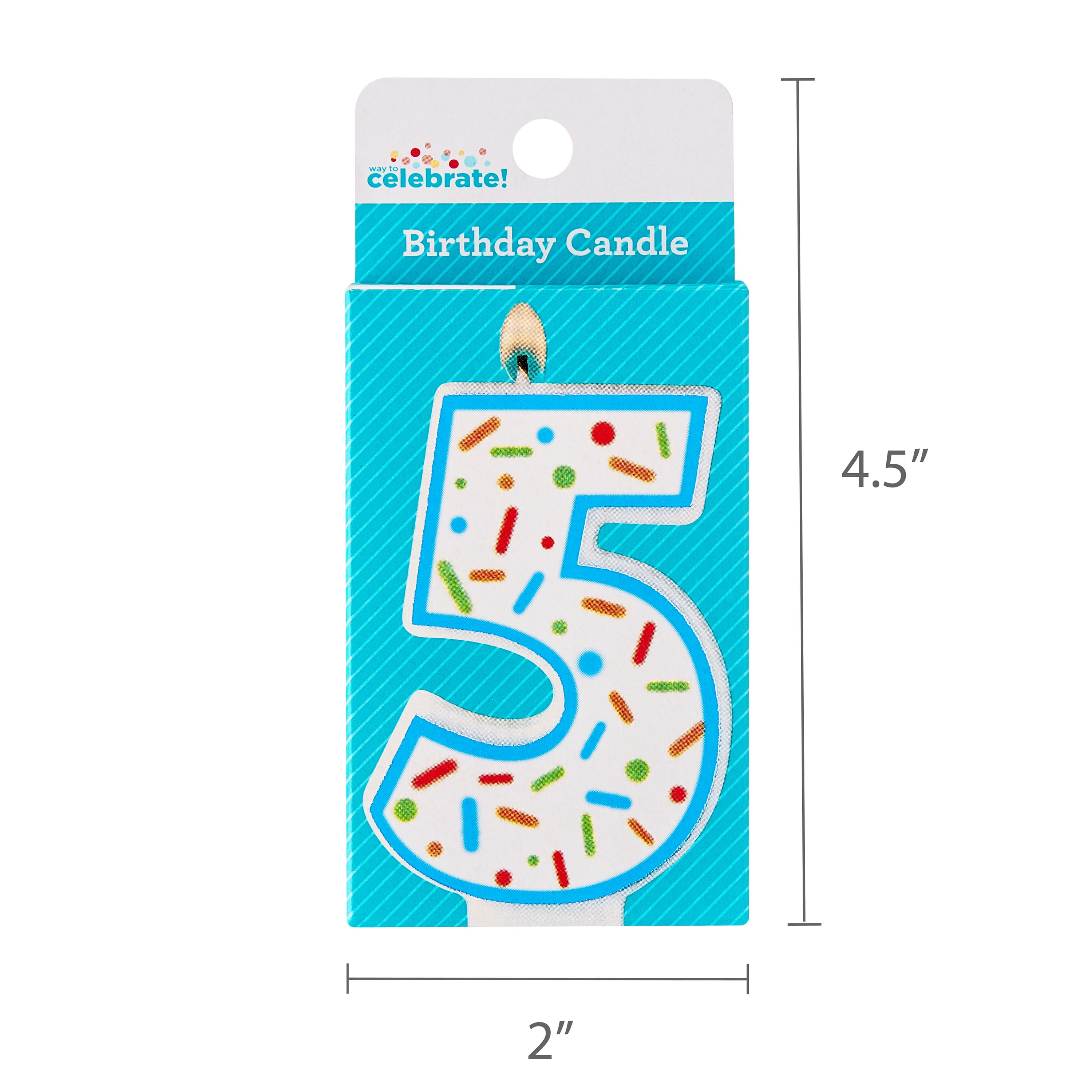 Multicolor Confetti Number 5 Birthday Candle, by Way To Celebrate