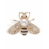 PalmBeach Jewelry Round Black and White Crystal Bee Pin With Simulated Pearl Goldtone 1 1/4" Length