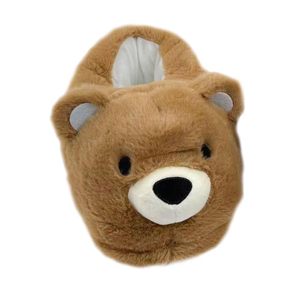 Sharprepublic Indoor Slippers Cartoon Bear Novelty Home Shoes Warm Slippers for Dorm Household Brown
