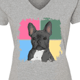 thumbnail image 4 of Inktastic Blue French Bull Dog Women's V-Neck T-Shirt, 4 of 5