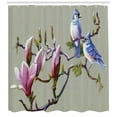 thumbnail image 3 of Ambesonne Magnolia Shower Curtain, Waxwing Sparrow Bird, 69"Wx75"L, Multicolor, 3 of 3