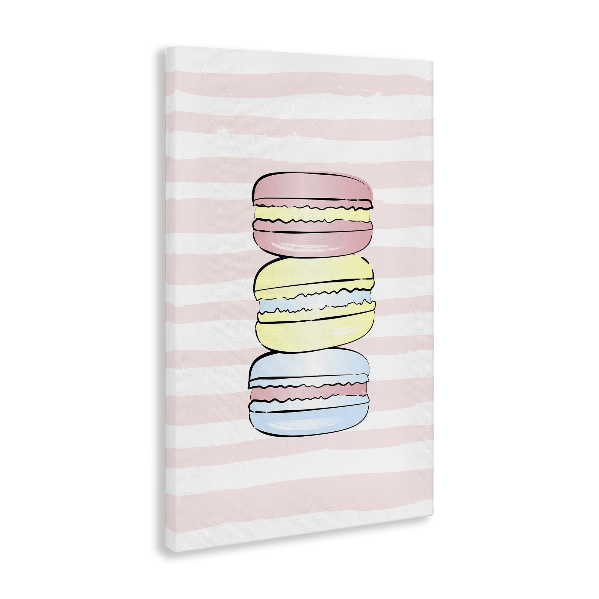 Stupell Industries Pink Stripes Macarons Food & Beverage Painting Gallery Wrapped Canvas Art Print Wall Art, 24 x 36