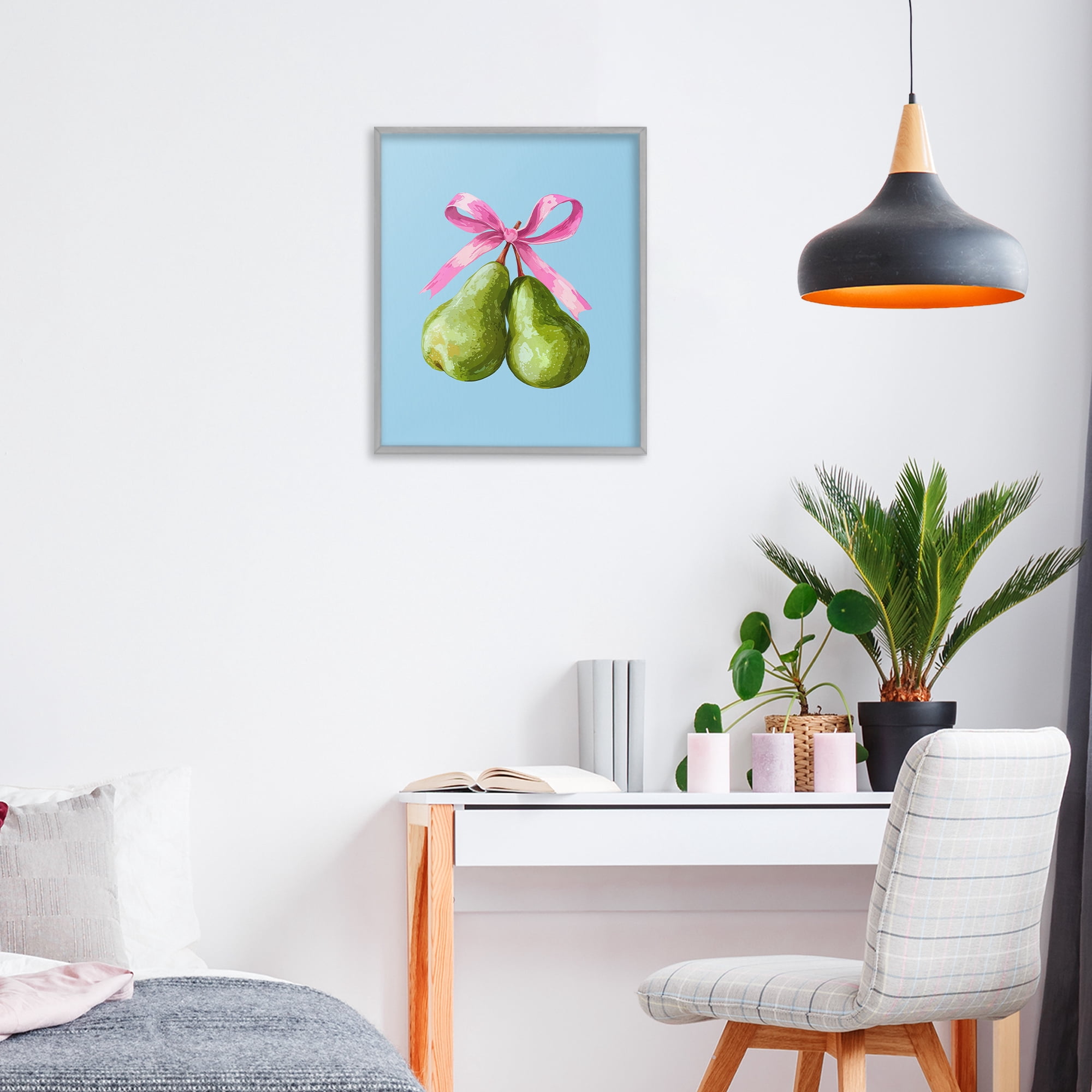 Stupell Industries Twin Pears with Ribbon Gray Framed Giclee Art, design by Imagine It Images