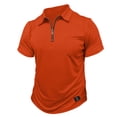 thumbnail image 4 of Men's Quarter Zip Polo Shirt Classic Lightweight Short Sleeve Collared Golf Casual Shirt Saffron L, 4 of 5