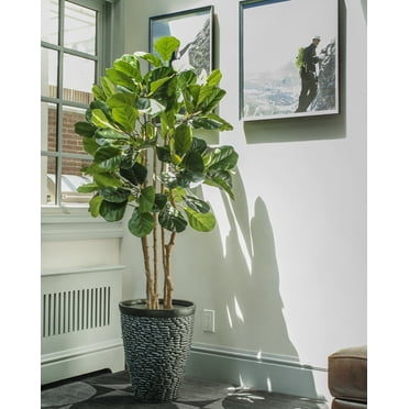 Vintage Home Artificial Faux Fig Tree 81" Large Fake Plant Real Touch for Indoor Home and Office Accent Décor with Stylish Fiberstone Planter