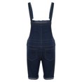 thumbnail image 6 of safuny Men's Denim Shorts Straight Overalls Summer Fit Clearance Fashion Solid Sale Sleeveless Jumpsuit Rompers Breast Pocket Button Trendy Trousers Dark Blue S, 6 of 9