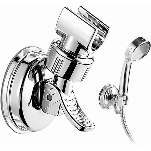 Adjustable Shower Head Holders Removable Suction Cup Shower Head Bracket No Drill Shower Head Bracke, Bathroom Wall Mount Shower Hose Holder, for Smooth Tile Glass Marble Metal (1pcs)
