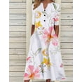 thumbnail image 2 of Maxi Dresses for Women Short Sleeve Button Down V Neck Maxi Sun Dress Tropical Print Sexy Summer Dress Alsol Lamesa, 2 of 3