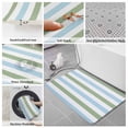 thumbnail image 6 of Sage Green Blue Striped Bath Mat 3 Piece Bathroom Rug Set, Farmhouse Sage Green Stripes Non Slip Bath Rug Contour Mat and Toilet Lid Cover, Absorbent Shower Mats Soft Bath Rugs and Mats Sets, 6 of 8