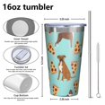 thumbnail image 4 of 16oz Tumblers Boxer Dog Pitbull Terriers Dog and Pizza Stainless Steel Vacuum Insulated Double Wall Travel Tumbler Cups Mug with Lid and Straw,Cleaning Brush for Coffee,Tea, 4 of 4